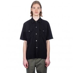 OUR LEGACY Designer Men’s Black Chamois Short Sleeve Shirt Cotton/Linen size 52